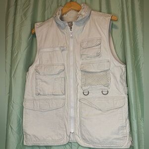 Vintage 90’s Banana Republic Beige Cotton Canvas Travel Safari Vest Size S